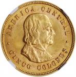 COSTA RICA. 5 Colones, 1899. Philadelphia Mint. NGC MS-64.