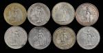 1899-1929年英国贸易银元站洋壹圆银币。八枚。GREAT BRITAIN. Octet of Trade Dollars (8 Pieces), 1899-1929. Average Grade