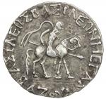 INDO-SCYTHIAN: Azes I, ca. 57-35 BC, AR tetradrachm (9.46g), Mitch-2225, king on horseback // Zeus s