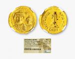 拜占廷希拉克略和太子君士坦丁金币一枚，NGC MS，6834530-001