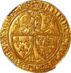 GREAT BRITAIN. Anglo-Gallic. Salut dor, ND (1423-44). Rouen Mint; mm: leopard passant. Henry VI (as 
