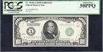 Fr. 2210a-A. 1928 Dark Green Seal $1,000 Federal Reserve Note. Boston. PCGS Currency About New 50 PP