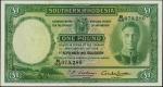 Southern Rhodesia Currency Board, £1, 1 September 1951, serial number B/165 079280, green, orange an