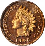 1900 Indian Cent. Snow-PR1. Repunched Date. Proof-66 RD (PCGS).