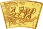 2004年甲申(猴)年生肖纪念金币1/2盎司扇形 完未流通