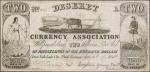 Great Salt Lake City, Utah Territory. Deseret Currency Association. 1858 $2. Very Fine.