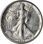 1917-S Walking Liberty Half Dollar. Obverse Mintmark. AU-55 (PCGS).