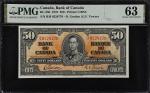 CANADA. Bank of Canada. 50 Dollars, 1937. BC-26b. PMG Choice Uncirculated 63.
