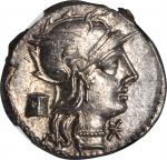 ROMAN REPUBLIC. M. Marcius Mn.f. AR Denarius (3.95 gms), Rome Mint, ca. 134 B.C. NGC MS, Strike: 4/5