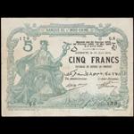 FRENCH SOMALILAND. Banque de LIndo-Chine. 5 Francs, 25.8.1919. P-1a.