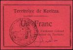 ALBANIA. Territoire De Koritza. 1 Franc, 1920. P-S154. About Uncirculated.