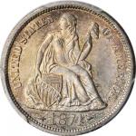 1874-S Liberty Seated Dime. Arrows. Fortin-102a. Rarity-4. Small Thin S. MS-66 (PCGS).
