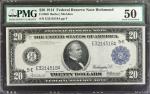 Fr. 980. 1914 $20 Federal Reserve Note. Richmond. PMG About Uncirculated 50.