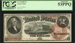 Fr. 52. 1880 $2 Legal Tender Note. PCGS About New 53 PPQ.