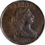 1800 Draped Bust Half Cent. C-1, the only known dies. Rarity-1. AU-58 (PCGS).