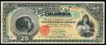 Banco National de la Republica, Colombia, 25 pesos, 4 March 1895, red serial number 189472, orange, 