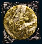 上海造币厂铸造武财神大型黄铜章（直径120mm)，发行435枚，带盒、带证书，完全未使用品