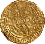GREAT BRITAIN. Angel, ND (1590-92). London Mint; mm: hand. Elizabeth I. NGC AU-53.