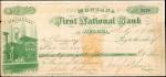 Helena, Montana Territory. First National Bank of Helena. Original Bill of Exchange. Fine, Cut Cance