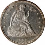 1869 Liberty Seated Silver Dollar. OC-5, Top 30 Variety. Rarity-3+. Misplaced Date. MS-61 (PCGS).