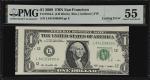 Fr. 1934-L. 2009 $1. Federal Reserve Note. San Francisco. PMG About Uncirculated 55. Cutting Error.