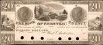 West Chester, Pennsylvania. The Bank of Chester County. 18xx $20. Uncirculated. Proof.