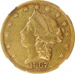 1867 Liberty Head Double Eagle. AU Details--Cleaned (NGC).