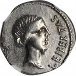 BRUTUS. AR Denarius (3.79 gms), Military Mint Traveling with Brutus in Lycia, 42 B.C. NGC EF, Strike
