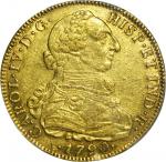 COLOMBIA. 1790-JJ 8 Escudos. Santa Fe de Nuevo Reino (Bogotá) mint. Carlos IV (1788-1808). Restrepo 