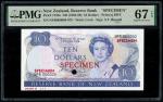 New Zealand, $10, 1985-89, Specimen (P-172bs) S/no. NPR000000 079, PMG 67EPQ1985-89年新西兰10元样票
