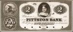 Pittston, Pennsylvania. Pittston Bank. ND (186x). $2. Uncirculated. Proof.