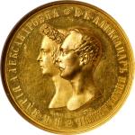 1841年俄罗斯皇家婚礼金牌 NGC MS 61 RUSSIA. Royal Wedding Gold Medallic Ruble, 1841. St. Petersburg Mint. Nicho