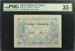 ALGERIA. Banque de lAlgérie. 5 Francs, August 10th, 1914. P-71a. PMG Choice Very Fine 35 Net. Small 