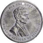 1860 Abraham Lincoln Medal. DeWitt-AL 1860-19, Cunningham 1-230L, King-17. Lead. 38 mm. Choice About