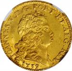 PORTUGAL. 1/2 Peca (3200 Reis or 2 Escudos), 1739. Lisbon Mint. Joao V. NGC AU-58.