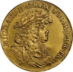 POLAND. Gold Medallic 5 Ducats, ND (1669). Michal Korybut. PCGS Genuine--Scratch, Unc Details.