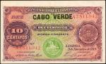 1914年佛得角大西洋银行10 分。CAPE VERDE. Banco Nacional Ultramarino. 10 Centavos, 1914. P-20. Very Fine.