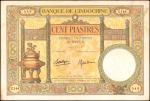 1936-39年东方汇理银行壹佰元。 FRENCH INDO-CHINA. Banque de LIndo-Chine. 100 Piastres, 1936-39. P-51d. Very Fine