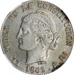 ECUADOR. 2 Reales, 1862-QUITO GJ. Paris Mint. NGC MS-64.