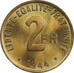 FRANCE. 2 Francs, 1944. Philadelphia Mint. NGC MS-65.