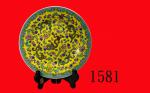 黄地五龙9平碟，70-80年代江西景德镇国营瓷厂人工手绘外销精品Hand-drawn Porcelain Plate, 1970-80 export product, Jingdezhen Cera