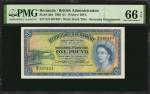 BERMUDA. Lot of (4). Bermuda Government. 1 Pound, 1966. P-20d. Consecutive. PMG Gem Uncirculated 66 