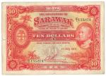 BANKNOTES,  纸钞,  MALAYSIA,  马来西亚, Sarawak,  Government of Sarawak: $10,  1 July 1929,  serial no.CI 