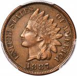 1887 Indian Cent. Snow-1, FS-101. Doubled Die Obverse. EF-45 (PCGS).