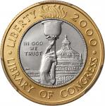 2000-W Library of Congress Bicentennial Bimetallic $10. MS-69 (PCGS). Gold Shield Holder.