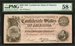 T-64. Confederate Currency. 1864 $500. PMG Choice About Uncirculated 58 EPQ.