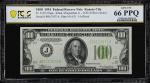 Fr. 2152-J. 1934 Light Green Seal $100 Federal Reserve Note. Kansas City. PCGS Banknote Gem Uncircul