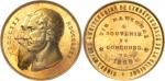 BELGIQUE Léopold II (1865-1909). Paire de médailles, en or et en argent, concours de tir national, f