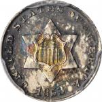 1853 Silver Three-Cent Piece. MS-64 (PCGS).