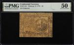 CC-24. Continental Currency. February 17, 1776. $2. PMG About Uncirculated 50.